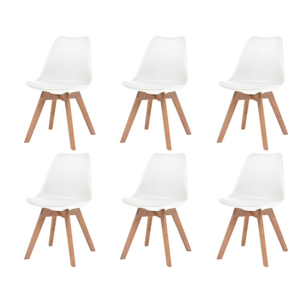 Petromila vidaXL Jedálenské stoličky 6 ks, biele, plast